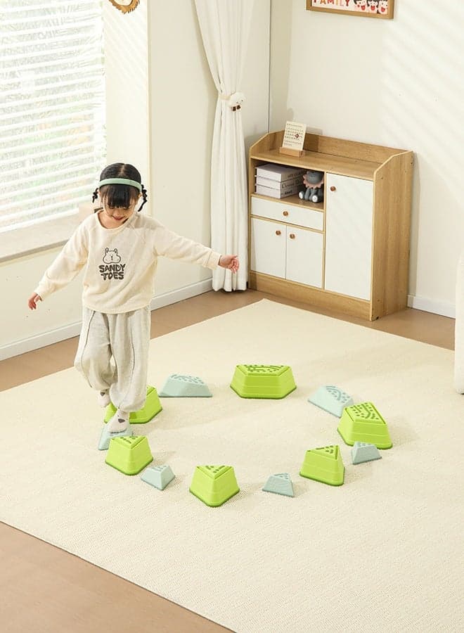 Family Kids Sensory Balance Stepping Stones (12 Pcs / Non-slip Design / Multi-Gameplay) - Develops Balance & Body Coordination