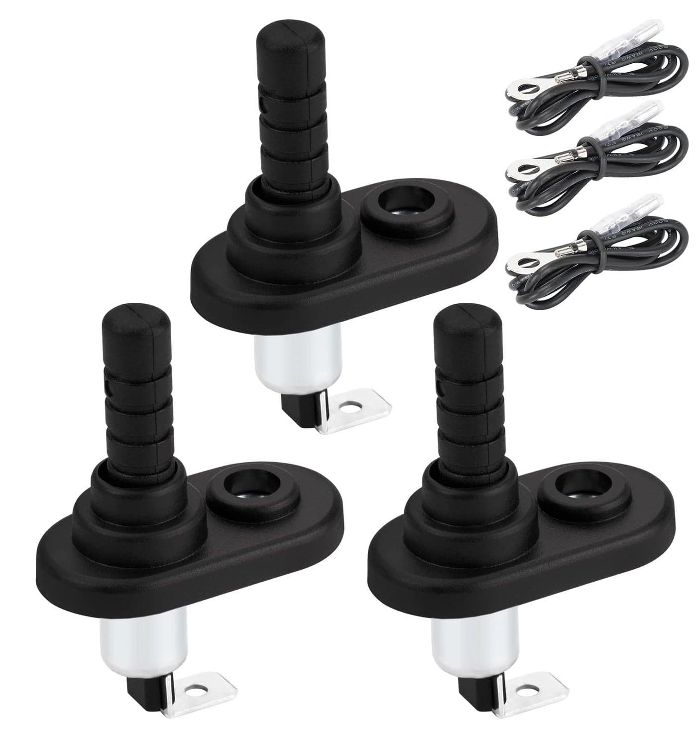 DaierTek Door Pin Switch 12V Alarm Hood Pin Switch Momentary Universal Adjustable Door Jamb Flange Light Hood Switch 20A 12 Volt Nickel Plated with Rubber Boot for Car Boat