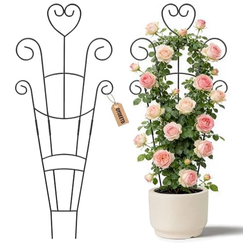 30 Inch Plant Trellis for Climbing Plants Indoor, Outdoor Metal Garden Trellis for Potted Plants, Houseplant Plant Support for Ivy Pothos Monstera Hoya Flower Vine Black Heart (Black-2pcs)