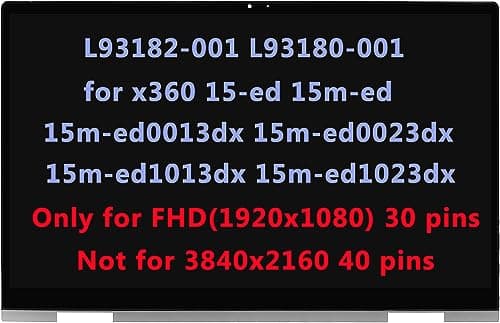 L93182001 L93180001 LCD Replacement for HP Envy x360 15ed 15med 15med0013dx 15med0023dx 15med1013dx 15med1023dx 15ed1055wm 15ED1071CL LCD Touch Screen Digitizer Assembly Bezel FHD