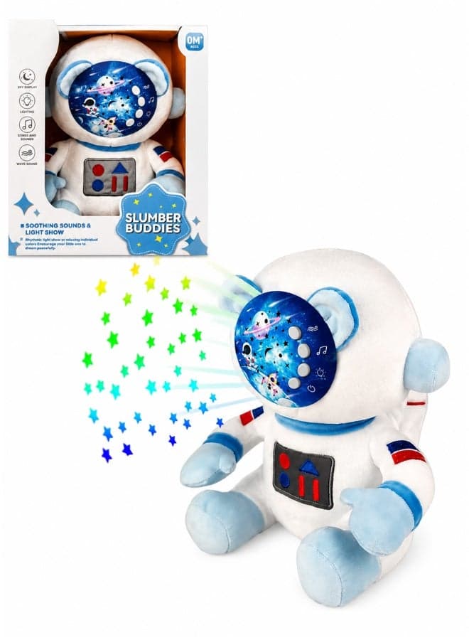 Plush Astronaut Baby Night Light Projector, Starry Sky Projection Lamp with Built-In Lullabies and Wave Sounds, Soft Nursery Night Light for Newborns and Toddlers
