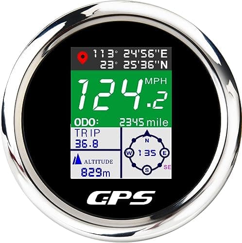 MAIMEIMI GPS Speedometer 85mm 338 Digital Boat GPS Speedometer Gauge Waterproof MPH Knots Kmh Adjustable for Car Marine Truck Motorcycle 932V Black