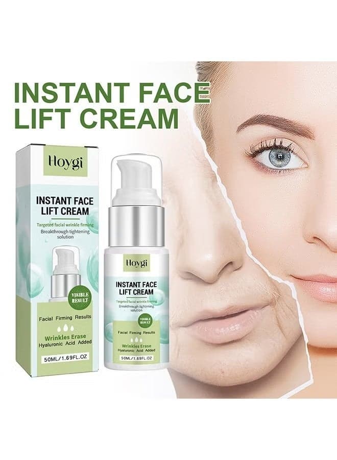 Instant Face Lift Cream,Facial Moisturizer with Hyaluronic Acid, Instant Wrinkle Remover, Face Lift Serum Visibly Firming Wrinkles and Sagging Skin, Smooth Fine Lines 50ml