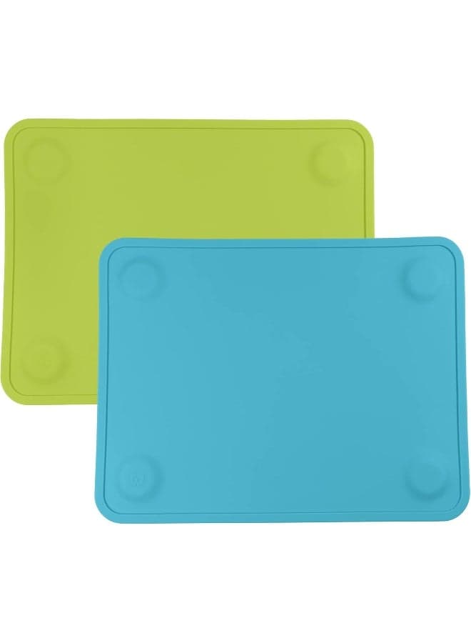 WeeSprout Silicone Suction Placemat (Large, Bright Blue, Green)