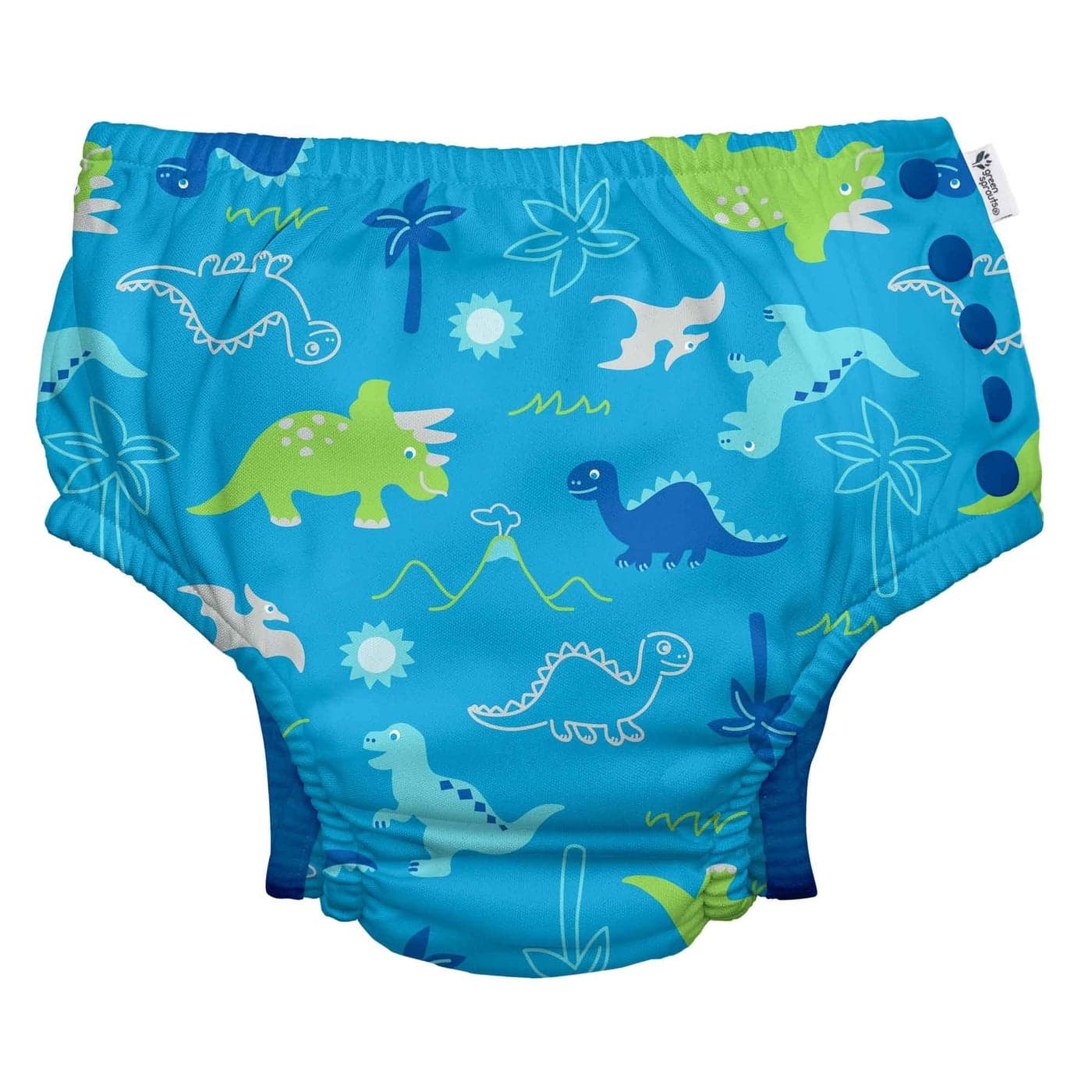 green sprouts Boys Snap Reusable Absorbent Swimsuit Diaper Aqua Dinosaurs 18 Month