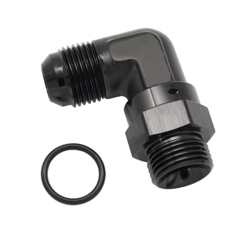 High Flow Radius 90 Degree Aluminum 10 AN Male Flare to 10AN Male Swivel Fitting Adapter With AN10 O ring ORB Port Black
