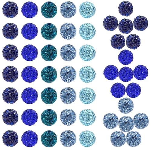 10mm Mix Blue Rhinestone Beads for Baseball NecklaceRound Disco Ball Bead
