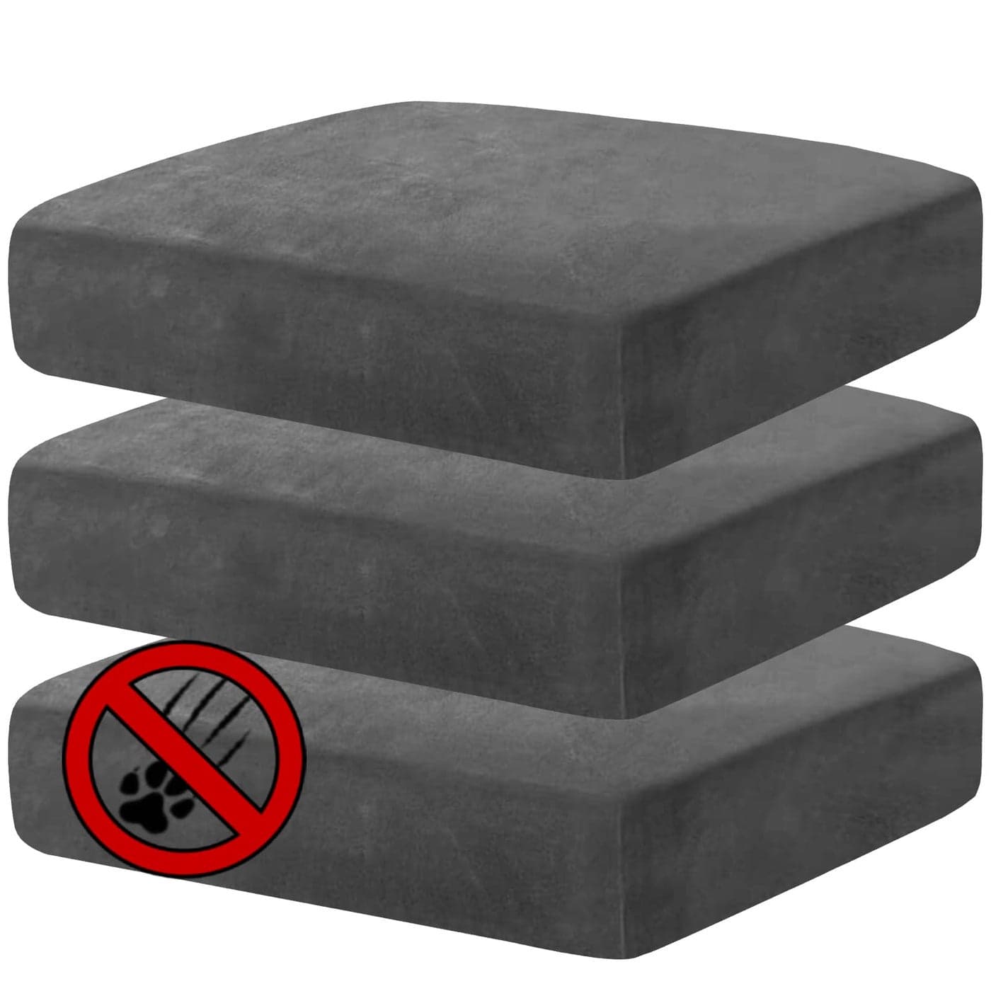 MAXIJIN Velvet Stretch Cushion Covers Fitted Couch Cushion Slipcovers Sofa Seat Cushion Covers for Individual Cushions with Elastic Bottom 3 Piece Sofa Seat Slipcovers Gray