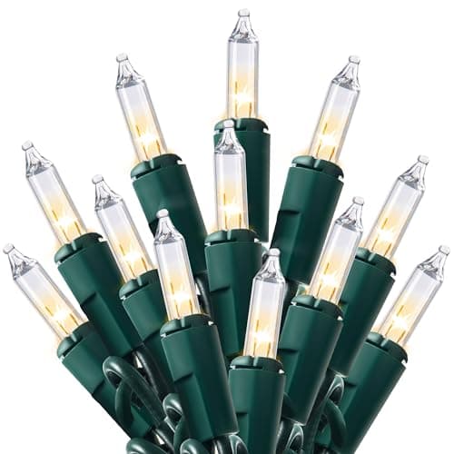 Joiedomi Clear Christmas String Lights Indoor,100 Count Mini Warm White Fairy Light,19.4 FT Lighting Decor for Patio Dorm Classroom Bedroom Holiday Wedding Party Garland Birthday Festival,Green Wire