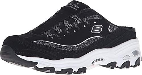 Skechers Sport Women's D'lites Resilient Slip-On Mule Sneaker, Black/White, 5.5 M US