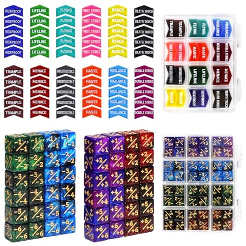 SIXPOINTS 108PCS 12mm MTG 11 Tokens 6 Sided Dice Keyword Counters Tokens Set for Magic The Gathering MTG TCG Card Games Accessories
