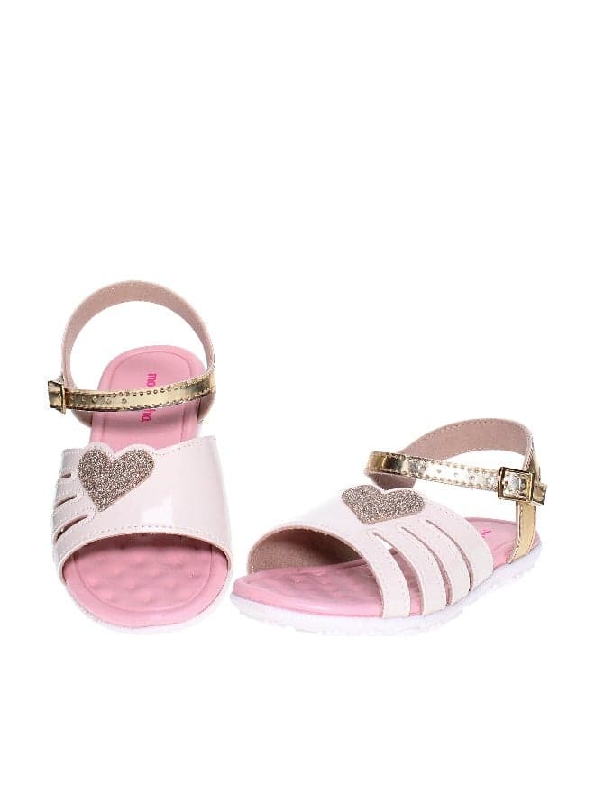 Molekinha Infant Girls Sandals With Back Strap Off White/Gold | Made In Brazil