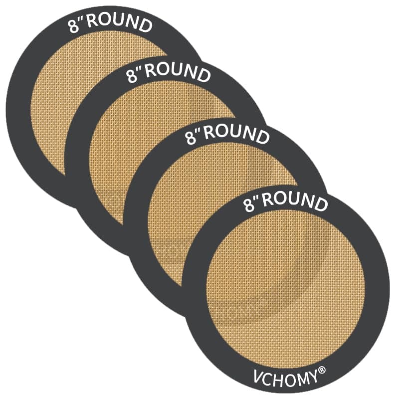 Silicone Baking Mats, Set of 4, Round dia 8 Inch, Non Stick, BPA Free, Baking Sheet Pan Liner for Cake,Pizza,Cookies,Macaron,Bread,Pastry,Toaster (Gray, Round-dia 8 inch)