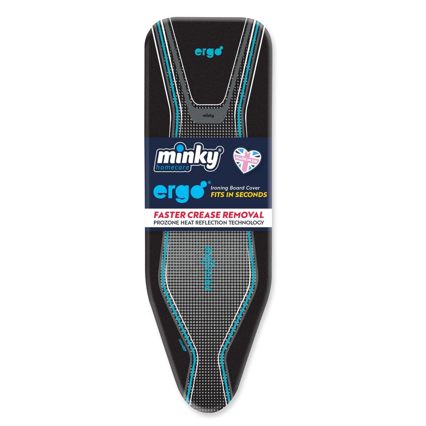 Minky Ergo Extra Thick Elasticated Replacement Ironing Board Cover Black 122 x 38 cm