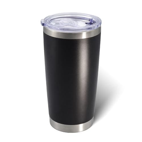 AIANJI 20oz Tumbler Bulk Stainless Steel Tumblers with Lid Vacuum Insulated Double Wall Travel Coffee Mug Powder Coated Tumbler Cup for Hot and Cold Drinks(Black, 1 pack)
