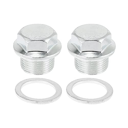 X AUTOHAUX 2 Pcs M22 x 1.5 Steel Engine Oil Drain Plug Screw with Seal Ring for GM Silver Tone