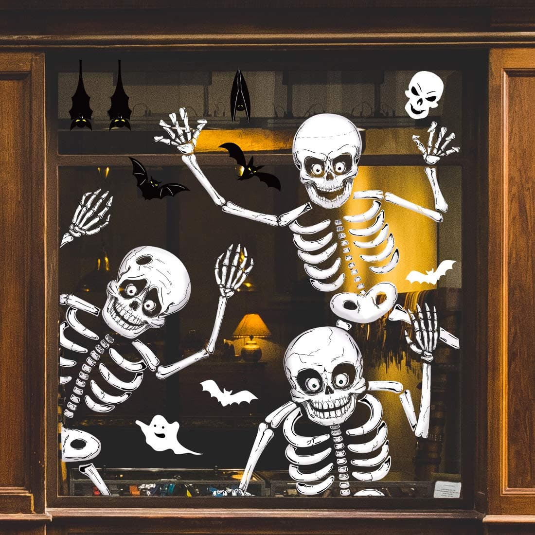 Halloween Window Clings Stickers Skeleton Decals for Glass Windows Party Decorations