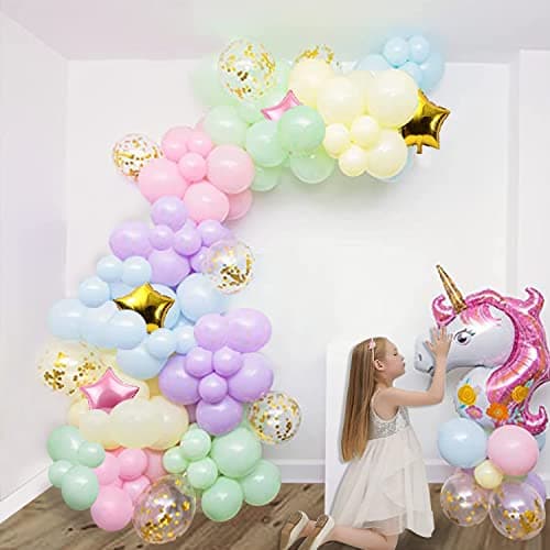 AMFIN® Pastel Balloon for Birthday, Confetti Balloon, Unicorn Theme Balloon, Unicorn Props For Decoration, 1st Birthday Decoration, Star Balloons for Decoration