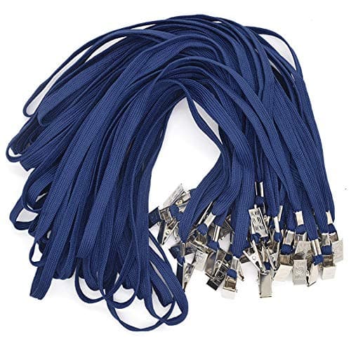 Bird Fiy Navy Blue Lanyards 100 Pack Bulk Badge Lanyards with Clip Neck Flat Lanyard with Badge Lanyard Bulldog Clip (Navy Blue, 100 Pack)