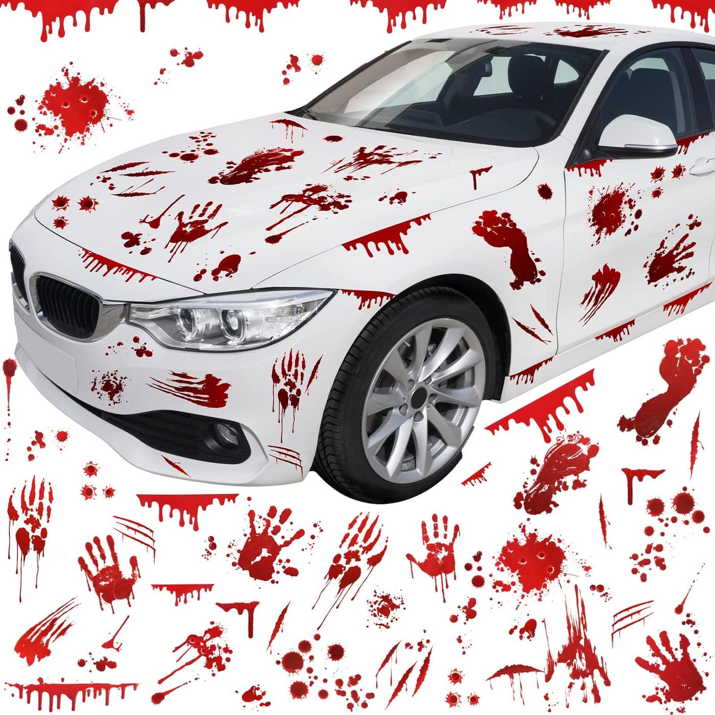 Frienda 11 Sheets Halloween Blood Car Decal Halloween Car Accessories SelfAdhesive Bloody Stickers Decor for Headlights Windows Headlamps TaillightsPalm Style11 Sheet