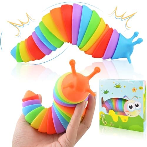 Cevioce Fidget Slug Toy Sensory Slug Fidget Toy for Kids Adults 2 PCS Cute 3D Articulated Sensory Toys Can Be Spliced SafeExercise Wrist Strength Stress Relief Great Gift for ADHD Autism A