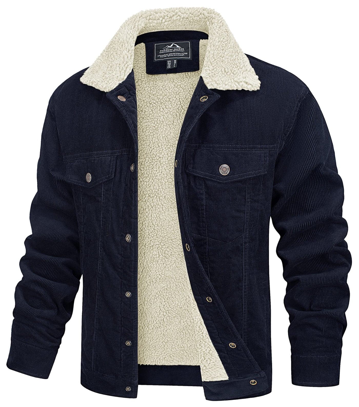 MAGCOMSEN Winter Jackets for Men Corduroy Jacket Men Sherpa Lined Warm Thicken Cotton Trucker Coat with TurnDown Collar