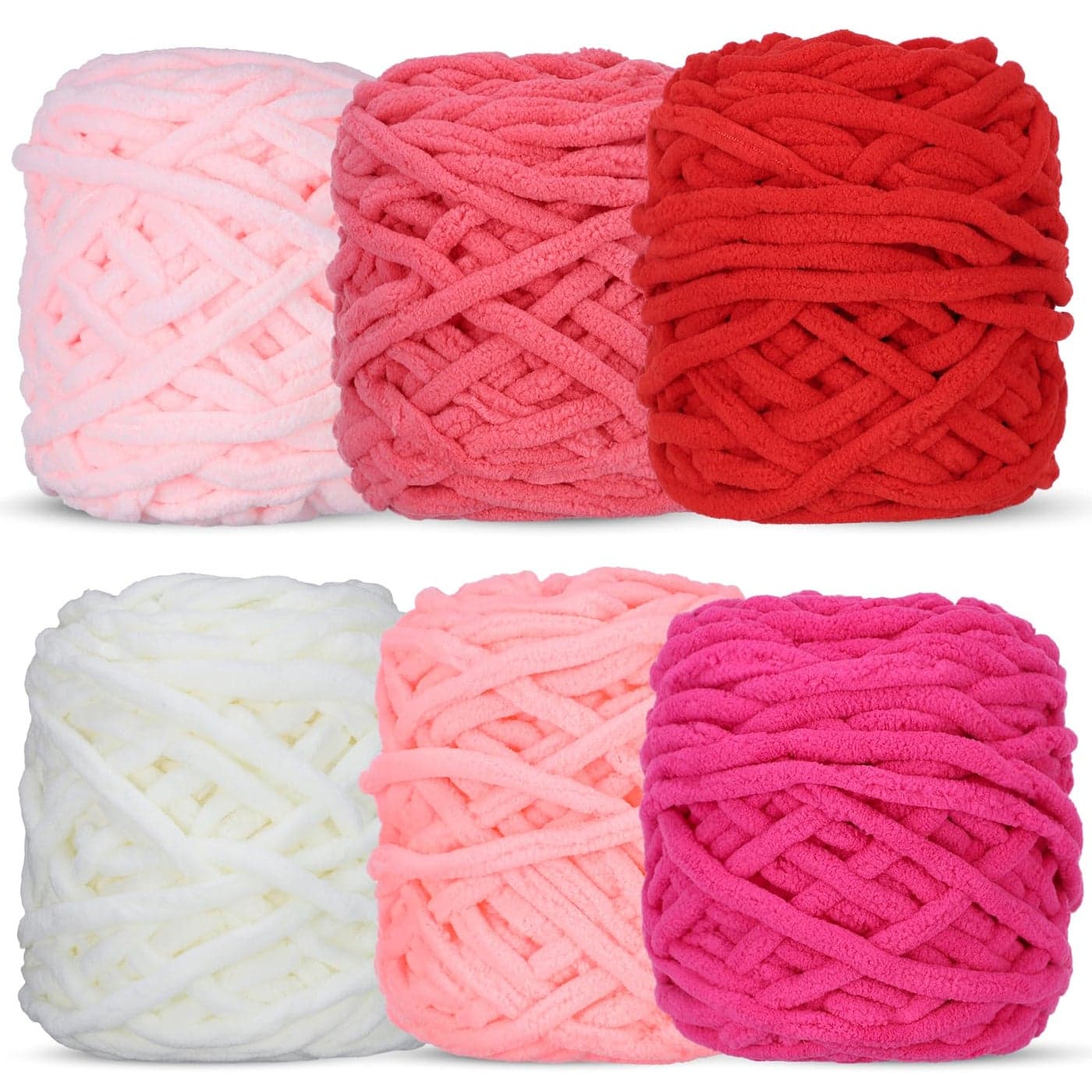 WSICSE Chenille Fluffy Yarn Thick Chunky Blanket Yarn for Crocheting Plush Soft Yarn for Knitting Blanket DIY Valentines Day Gifts 6100g Each 35 oz 55 YardsWhitePink
