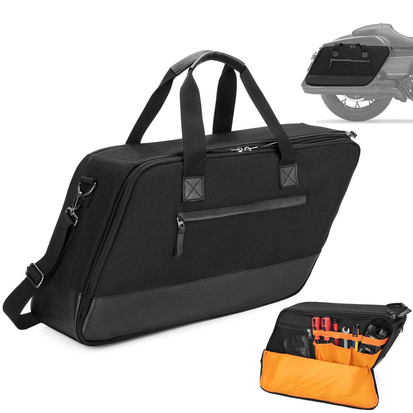 HODRANT Motorcycle Saddlebag Liner Bag Saddlebag Organizer with Orange Liner Compatible with Harley Davidson 19932022 Touring Road Glide Street Glide Electra Glide Road King Hard Saddlebag 1 Bag