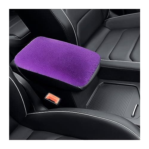 Augeny Fluffy Car Armrest Cover Soft Short Plush Auto Center Console Cover Pad Warm in Winter Furry Armrest Seat Box Protector Universal Vehicle Decor Accessories for Women Men Purple