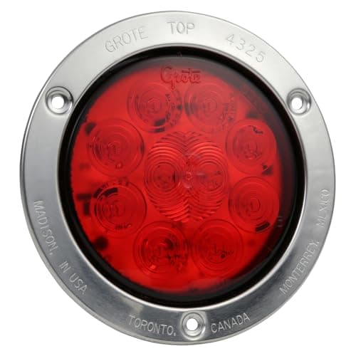 Grote 53302 SuperNova 4" 10-Diode Pattern LED Stop Tail Turn Lights (Stainless Steel Theft-Resistant Flange, Male Pin)