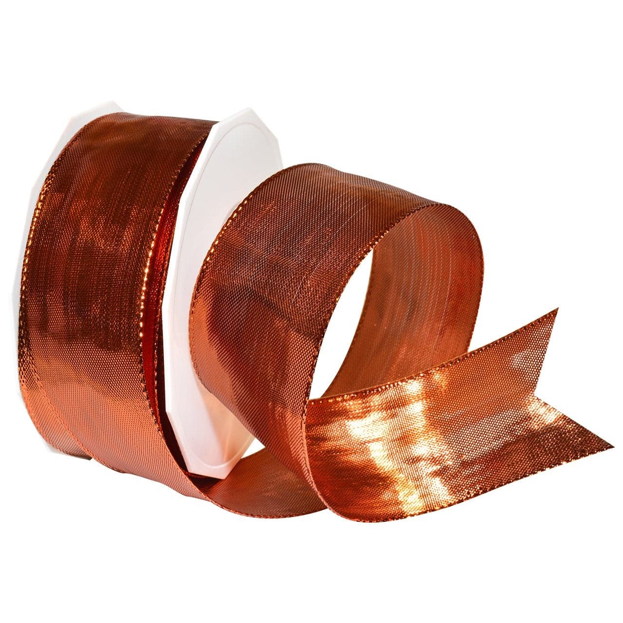 Morex Ribbon Devon Wired PolyesterMetallic Ribbon 112 by 22 yd Copper