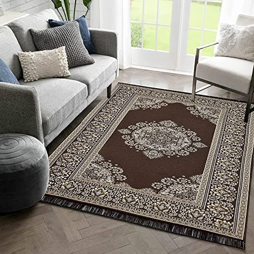 Sparrow World Designer Superfine Exclusive Cotton Carpet | Rug | Living Room | Bedroom | Hall | School | Temple | Bedside Runner | (Coffee, 5X7 Feet)