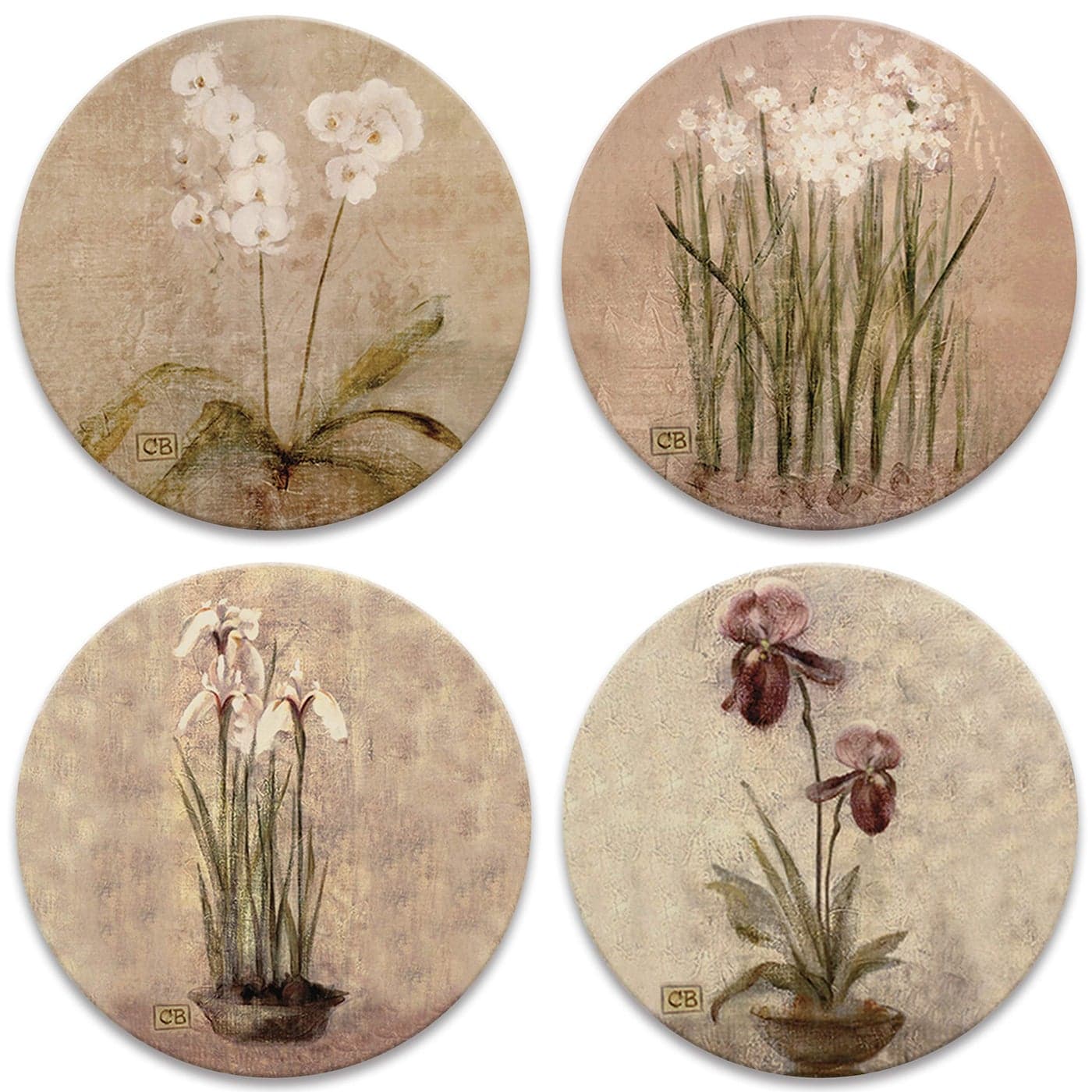 CoasterStone Subtle Flowers Absorbent Coasters 414Inch Set of 4