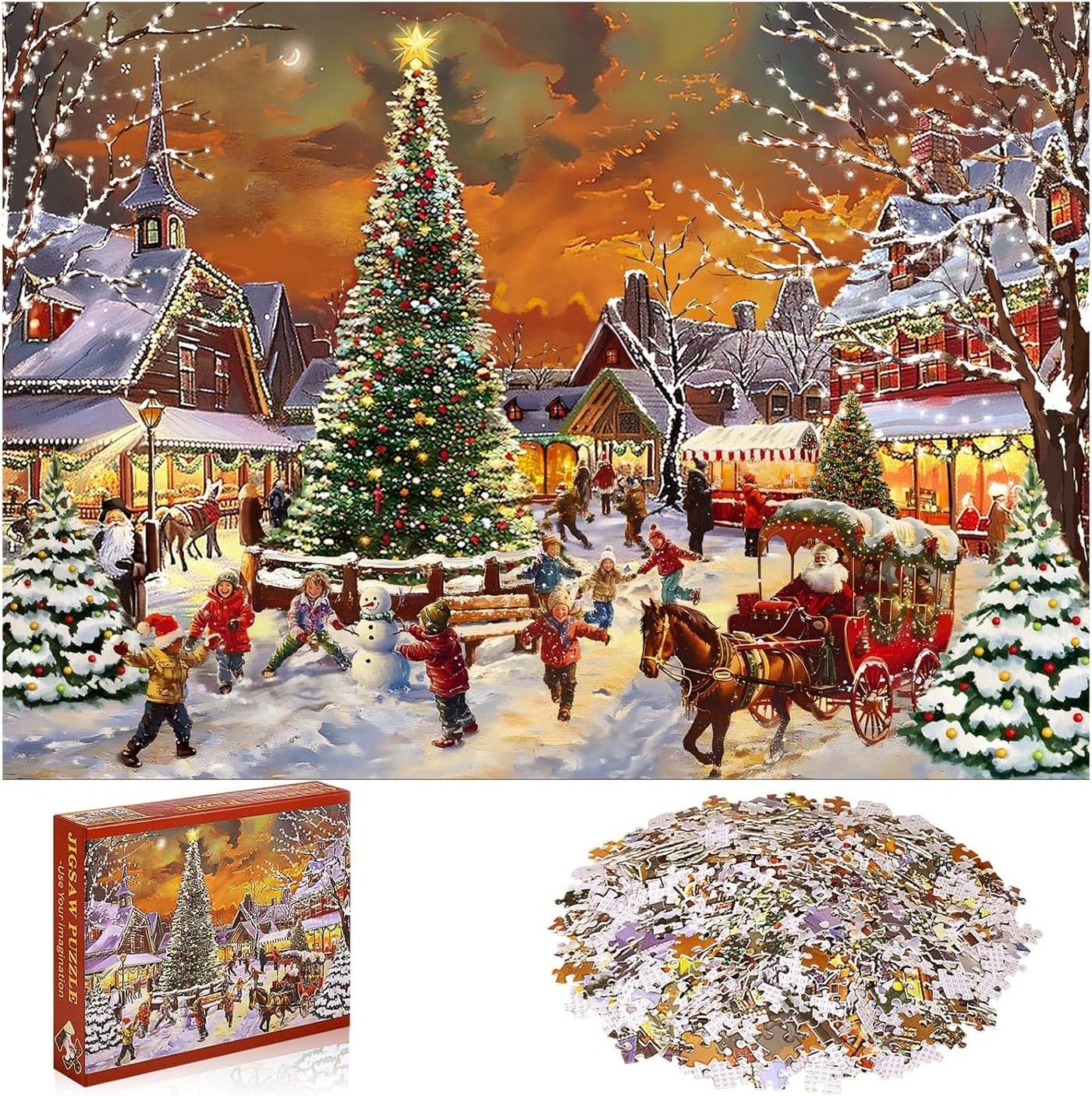 Civaner 1000 Piece Christmas Jigsaw Puzzles for Adults Christmas Advent Calendar Puzzles Christmas Countdown Calendar 2025 Jigsaw Puzzle Holiday Santa Puzzle for AdultChristmas Scene