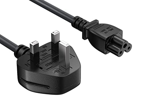 CableLeader 6ft 18 AWG England Notebook Power Cord with 2.5 A Fuse, IEC-320-C5 to UK Plug BS1363 UL Listed