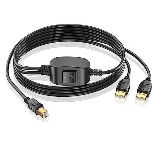 Printer Cable Splitter for Two Computers USB Splitter 1 in 2 Out USB-B Share Cable with Switch for inkless Printers,Scanners,Samsung,MacBook,HP,Canon,Brother,More (5 Feet)