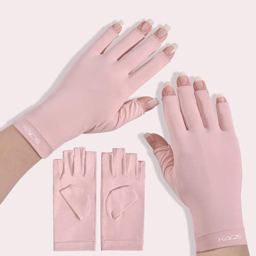 KADS UV Gloves for Nail LampProfessional UPF100 UV Gloves for Manicures Nail ArtFingerless Shield Skin from The Sun and Lamp Pink