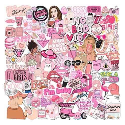 True Flair (Pack of 120) Aesthetic Laptop Stickers for Journal Supplies kit, Phone case, Quotes Stickers for Scrapbook, Cute Korean Accessories for Girls, Vinyl
