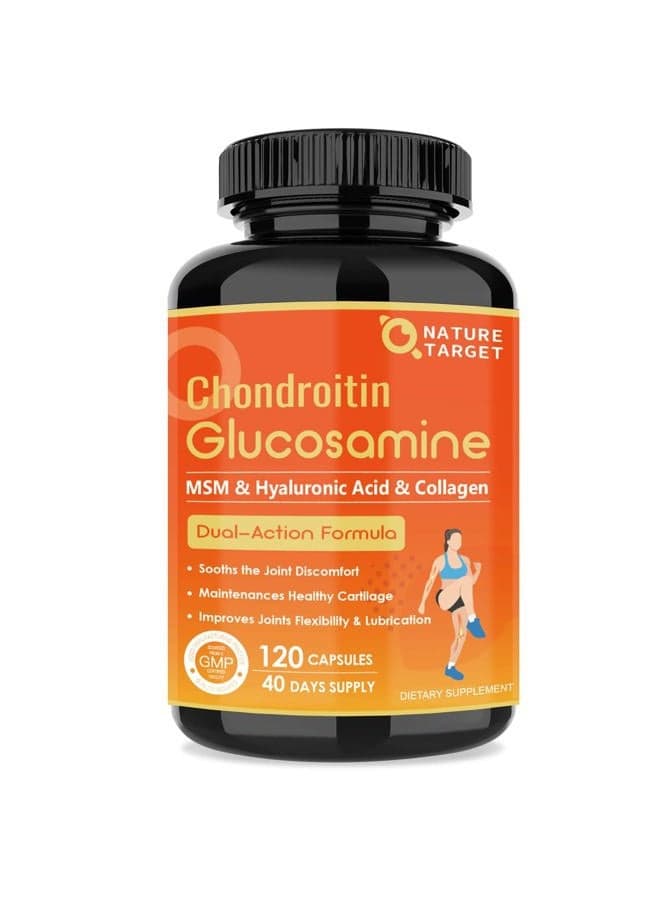 Glucosamine Chondroitin - Joint Supplement for Women & Men, Plus MSM, Collagen, Shellfish Free, 120 Counts