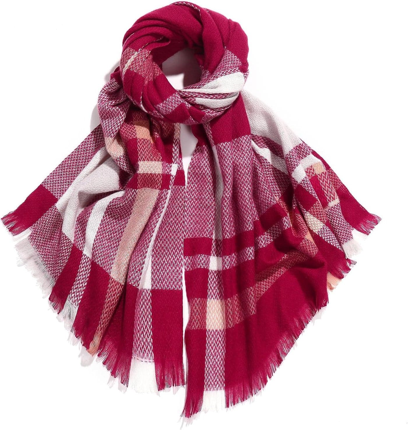 Plaid Scarf, Cashmere Feel Winter Scarves For Woman, Super Soft Shawl Warm Wrap, Fashion Large Pashmina For Evening Dresses Travel Office Winter Wedding