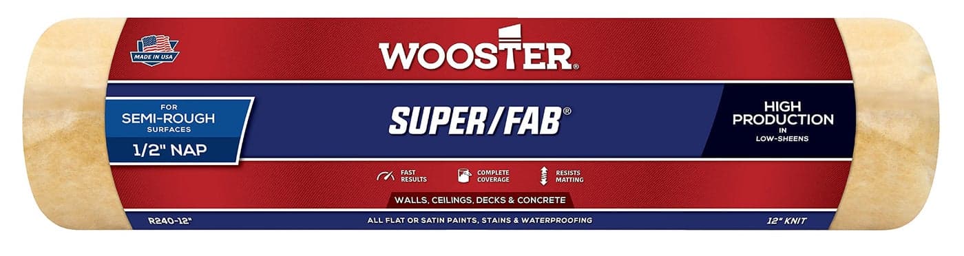 Wooster Brush R240-12 Super/Fab Roller Cover, 1/2-Inch Nap, 12-Inch