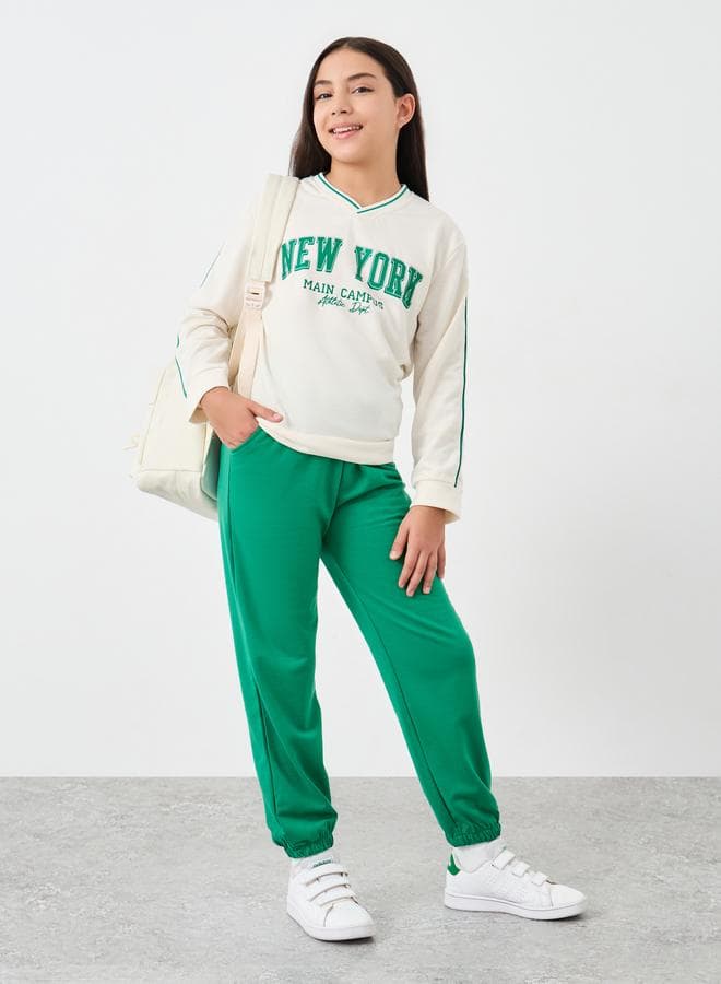 Girls New York Graphic Sweatshirt And Joggers Set