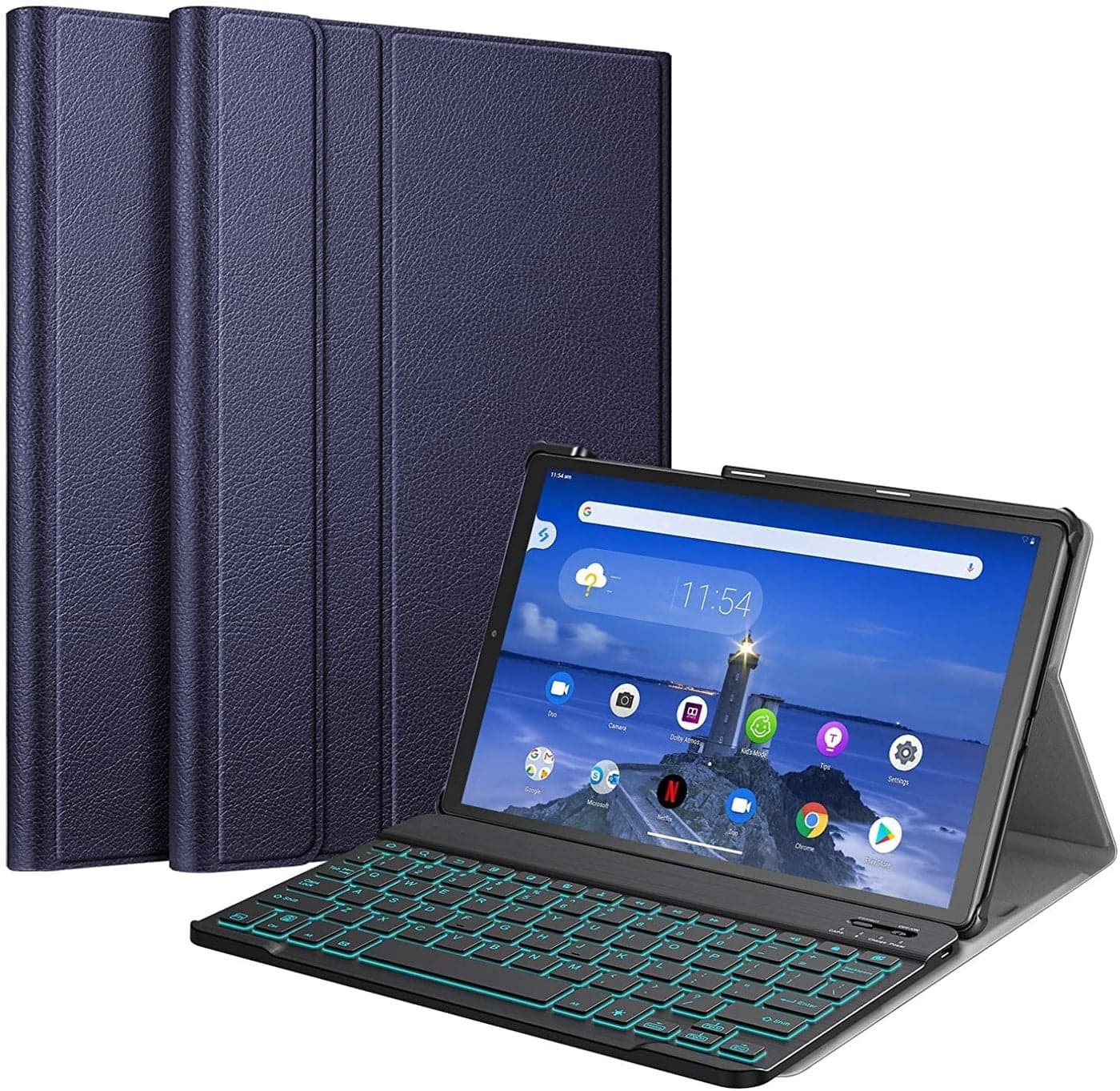 ProElite Keyboard case for Lenovo Tab M10 FHD Plus 10.3" X606V /TB-X606/TB-X606X, Magnetic Detachable Wireless Bluetooth Keyboard Built-in 7-Colors Backlit, Dark Blue