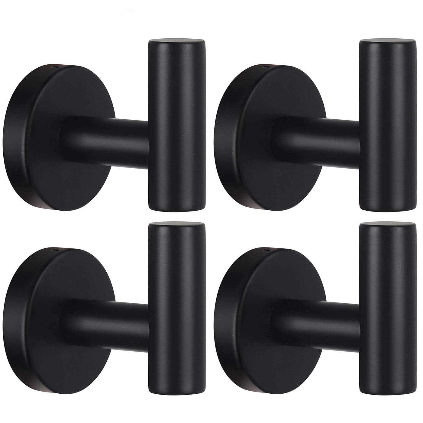 Towel Hooks Bathroom Coat Robe Wall Hook Stainless Steel Heavy Duty Door Hanger Towel Robe Clothes Cabinet Closet Sponges Rack for Bathroom Bedroom Kitchen Hotel Pool 4 Packs Matte Black