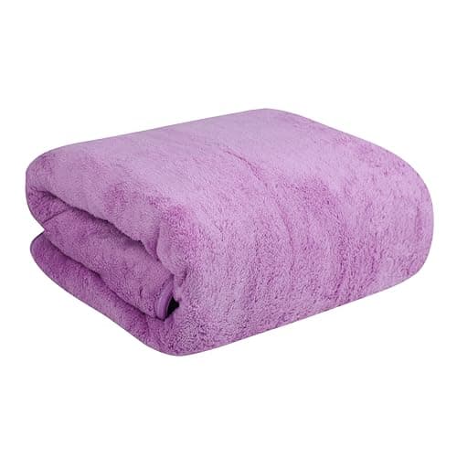 Krujyam Microfiber Large Bath Towels | (70x140) Extra Soft Plush & Quick Dry High Absorbency with Large Size Towels for Bathing (Purple, Pack of 1)