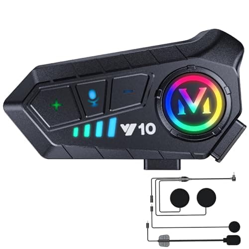 WNJACO Motorcycle Helmet Bluetooth Headset, Outdoor Wireless Bluetooth 5.3 Headphone Speakers Noise Cancellation Intercom Communication Systems with IPX6 Waterproof/Strong Bass for Dirt Bike