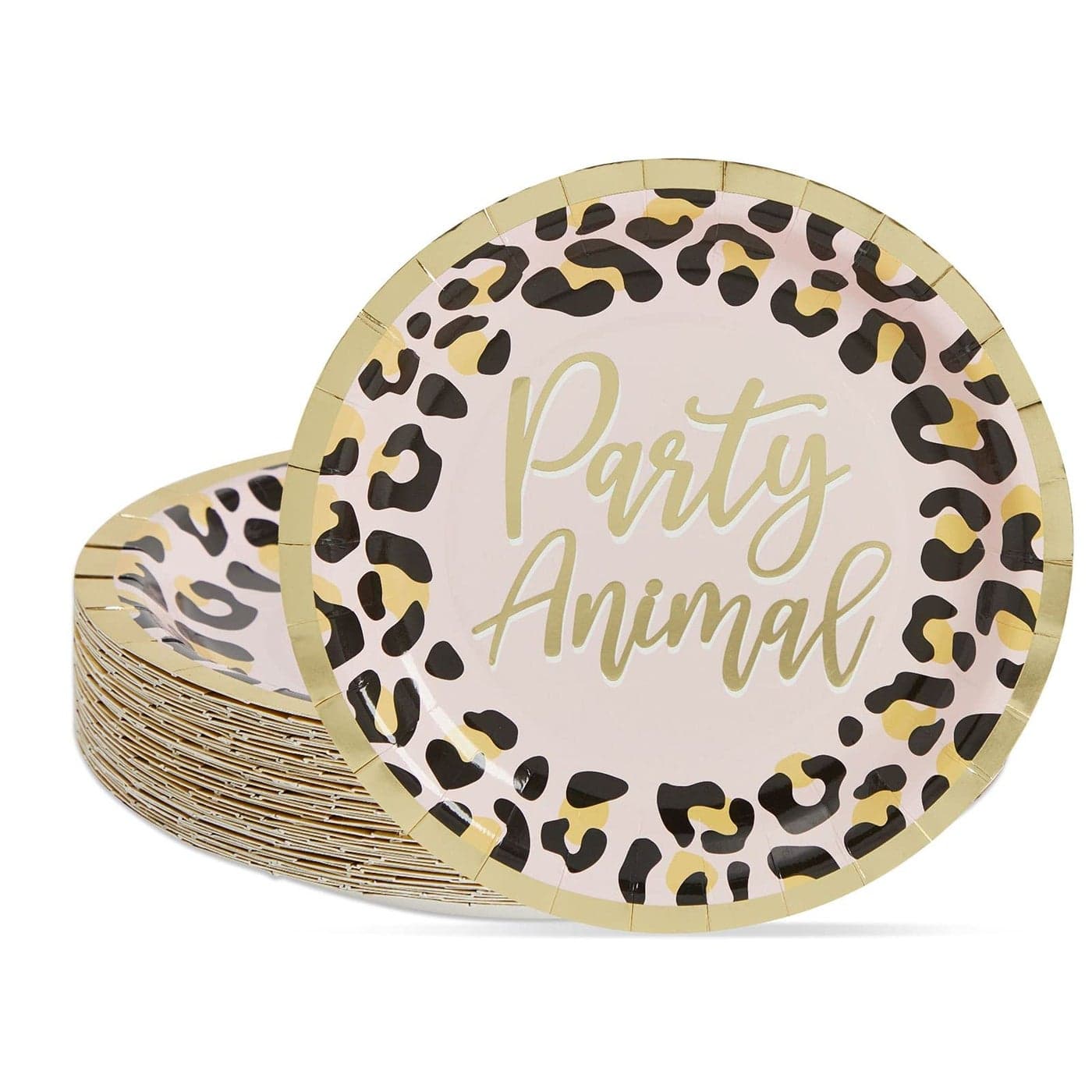 Sparkle and Bash Cheetah Print Paper Plates for Party Animal Safari Birthday Supplies 9 In 48 Pack