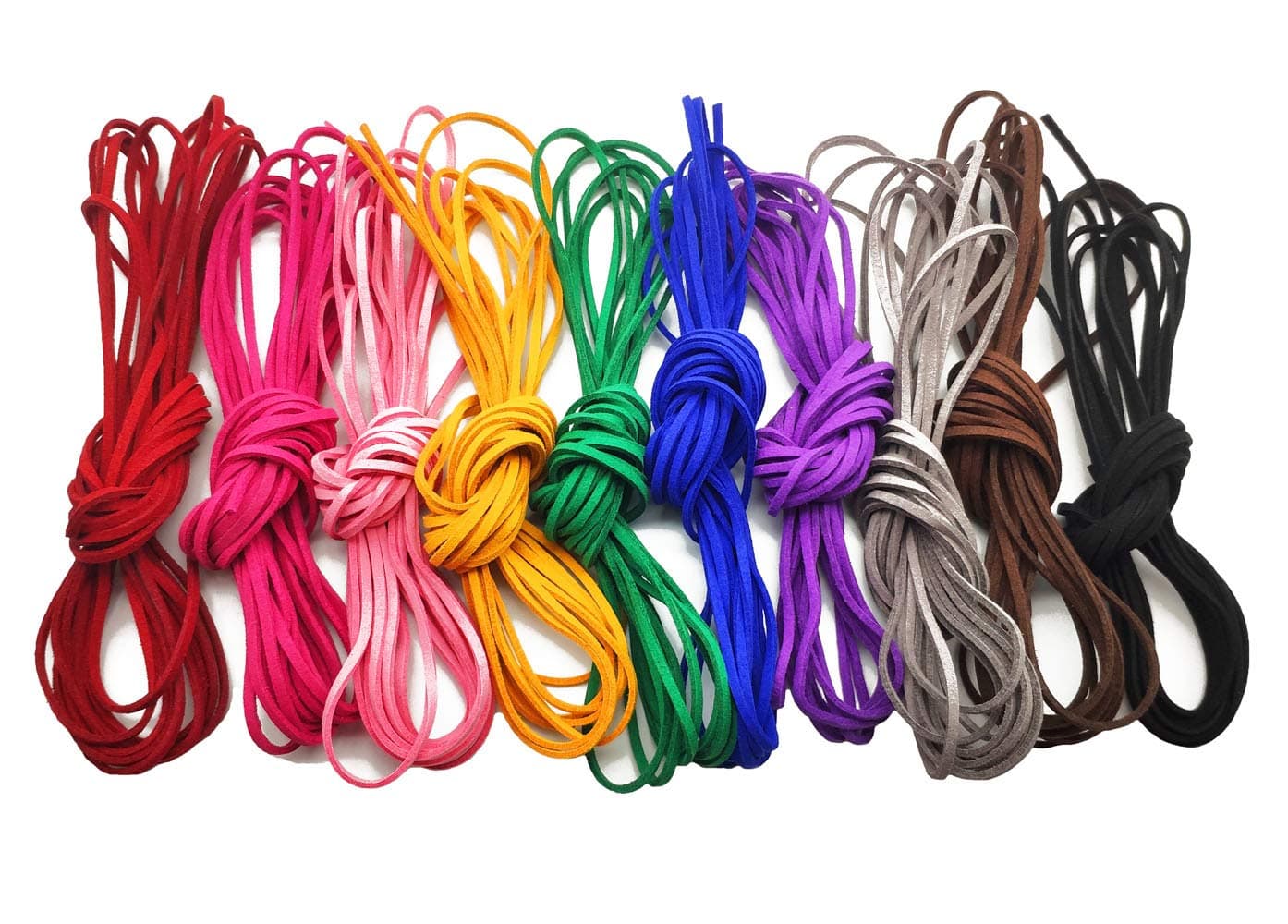 Sovenny 10 Pieces 26mm x 5m Flat Leather Cord Suede Thread String Rope for Bracelet Necklace DIY Handmade Jewelry Beading Crafts