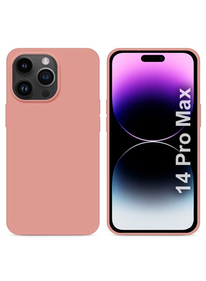 Apple iPhone 14 Pro Max Case Silicone Cover Liquid Gel Soft Ultra Slim Shockproof Back Cover Full Body Protection 6.7 Inch Baby Pink