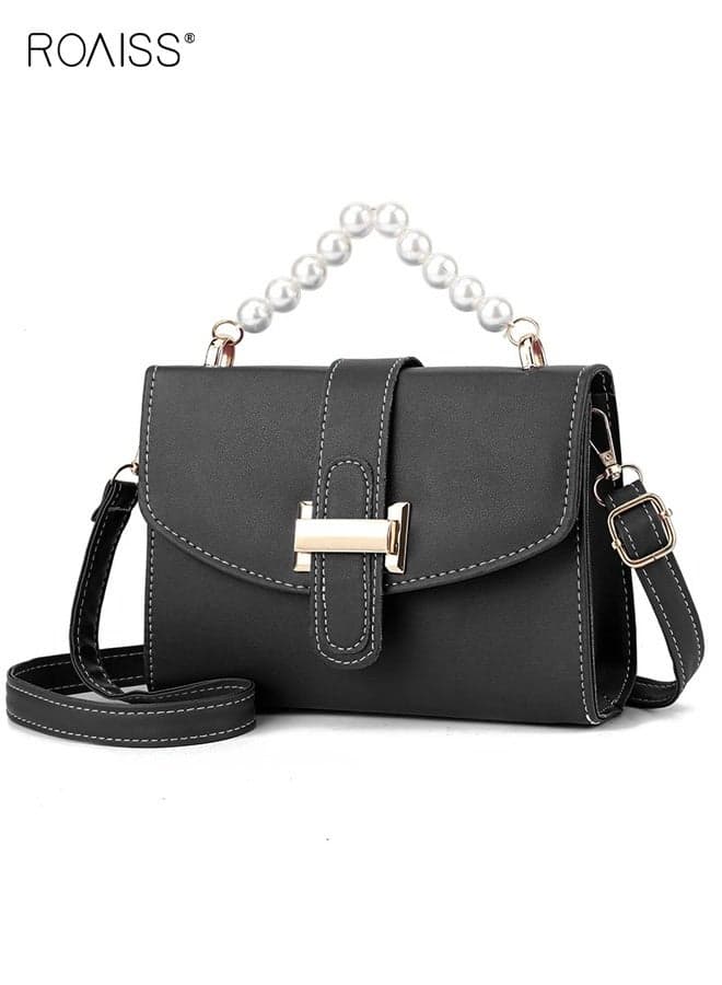 Women Stylish Handbag with Magnetic Buckle, Classic Crossbody Bag with Pearl Handle, Large Capacity Shoulder Bag with Adjustable Shoulder Straps and Multiple Compartments, Ideal for Dating, Shopping and Everyday Use